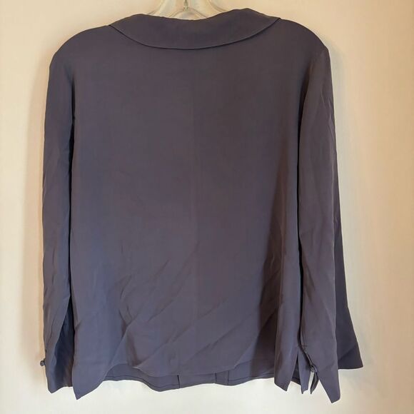 Eileen Fisher Women silk blend collared button down dark purple gray size small. - Picture 8 of 8